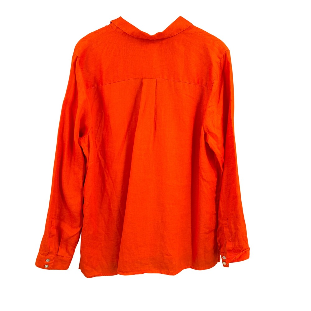 J.Jill Love Linen Shirt Size Large Orange Red Button Up Long Sleeve 100% Linen - Picture 2 of 4